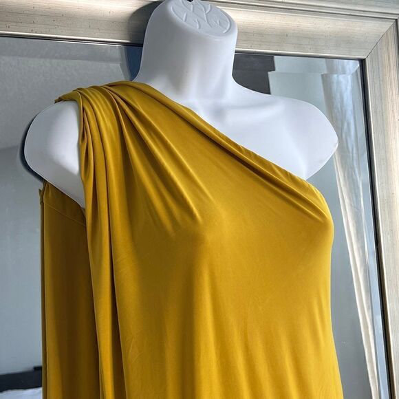 NASTYGAL Collection Double Layer Dress One Shoulder Mustard ColorSize 0 - Picture 5 of 12